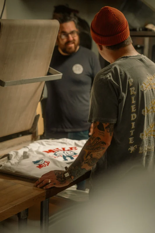 Screen printing in a professional workshop